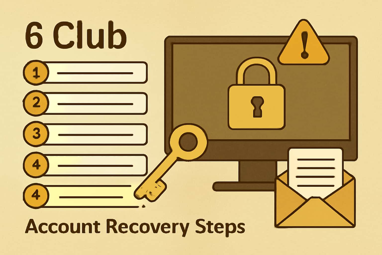 An informative graphic showcasing the 6 Club Account Recovery Steps with clear text.
