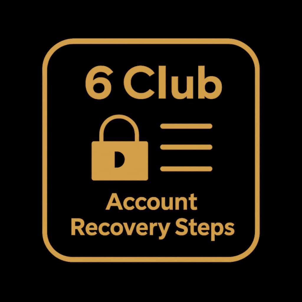 Simple badge design for 6 Club Account Recovery Steps.