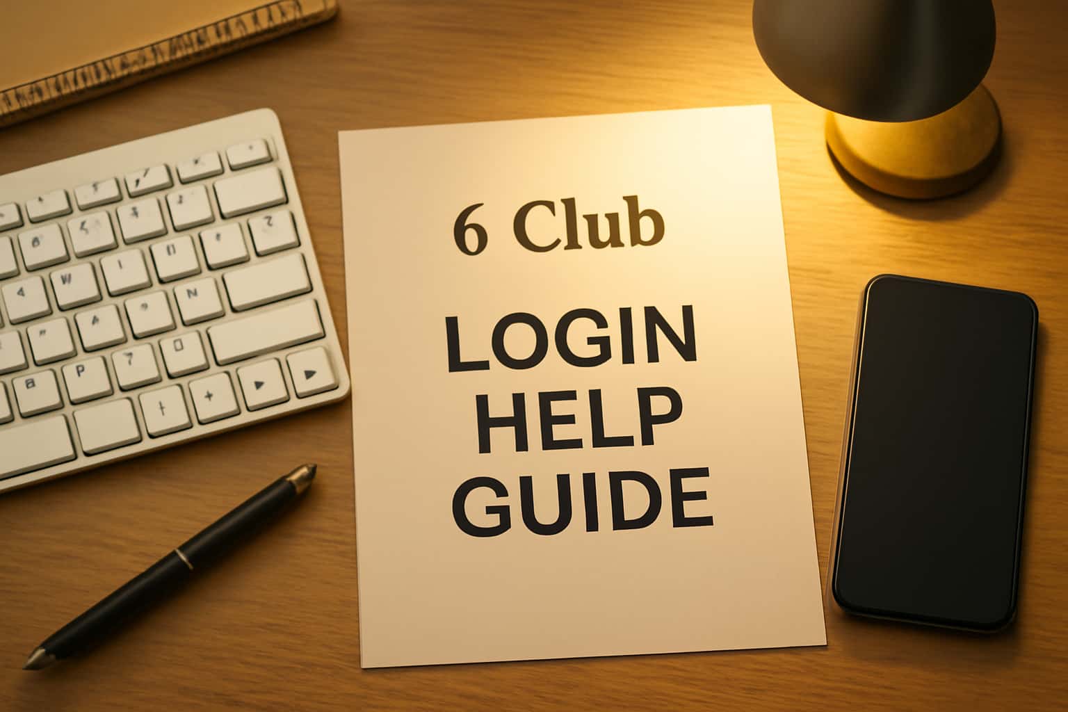 An informative scene depicting the 6 Club Login Help Guide with clear text.