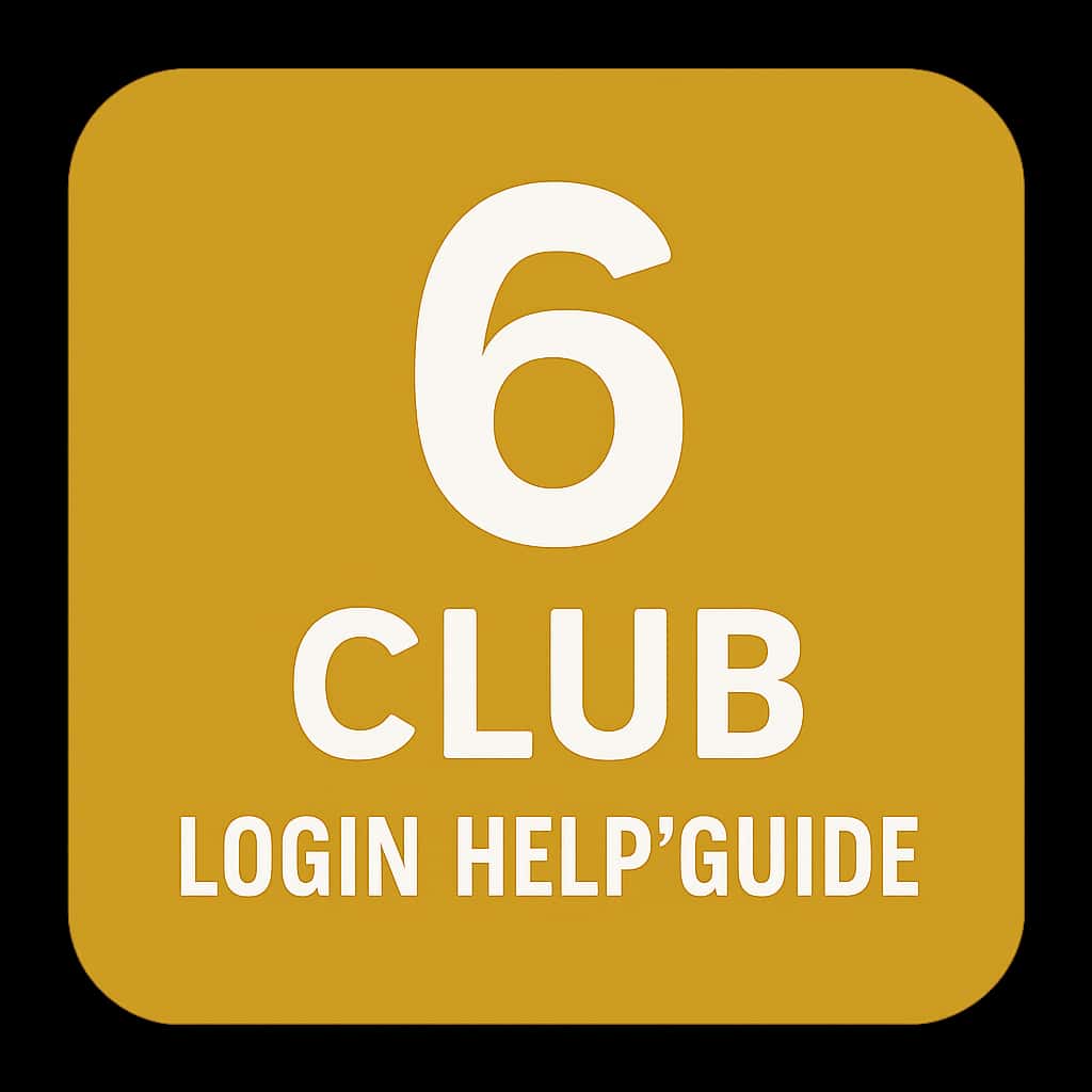 A professional badge representing the 6 Club Login Help Guide.